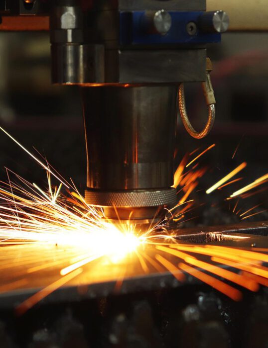 Manufacturing machinery creating sparks