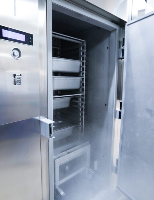 Industrial fridge with door open